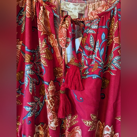 NWT Band Of The Free Connie Garnet Blush Boho Red Tiered Dress Tassels Sz. XS - Picture 11 of 12